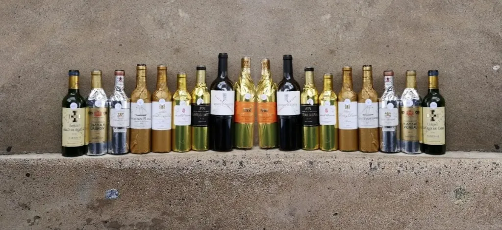 Bordeaux bottles lined up
